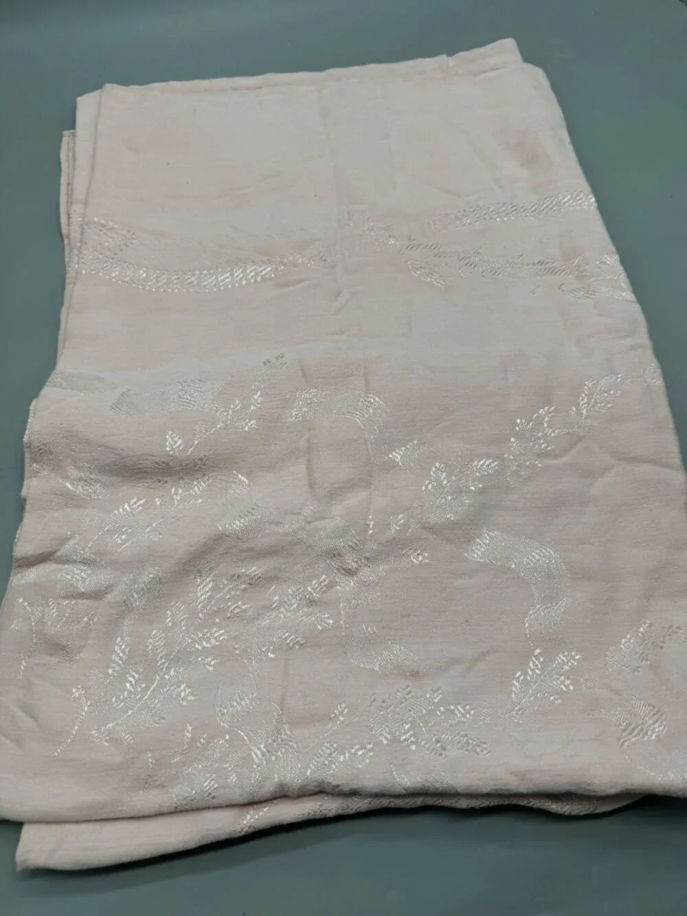 light Pink Embroidered tablecloth rectangle floral Easter spring 52x70